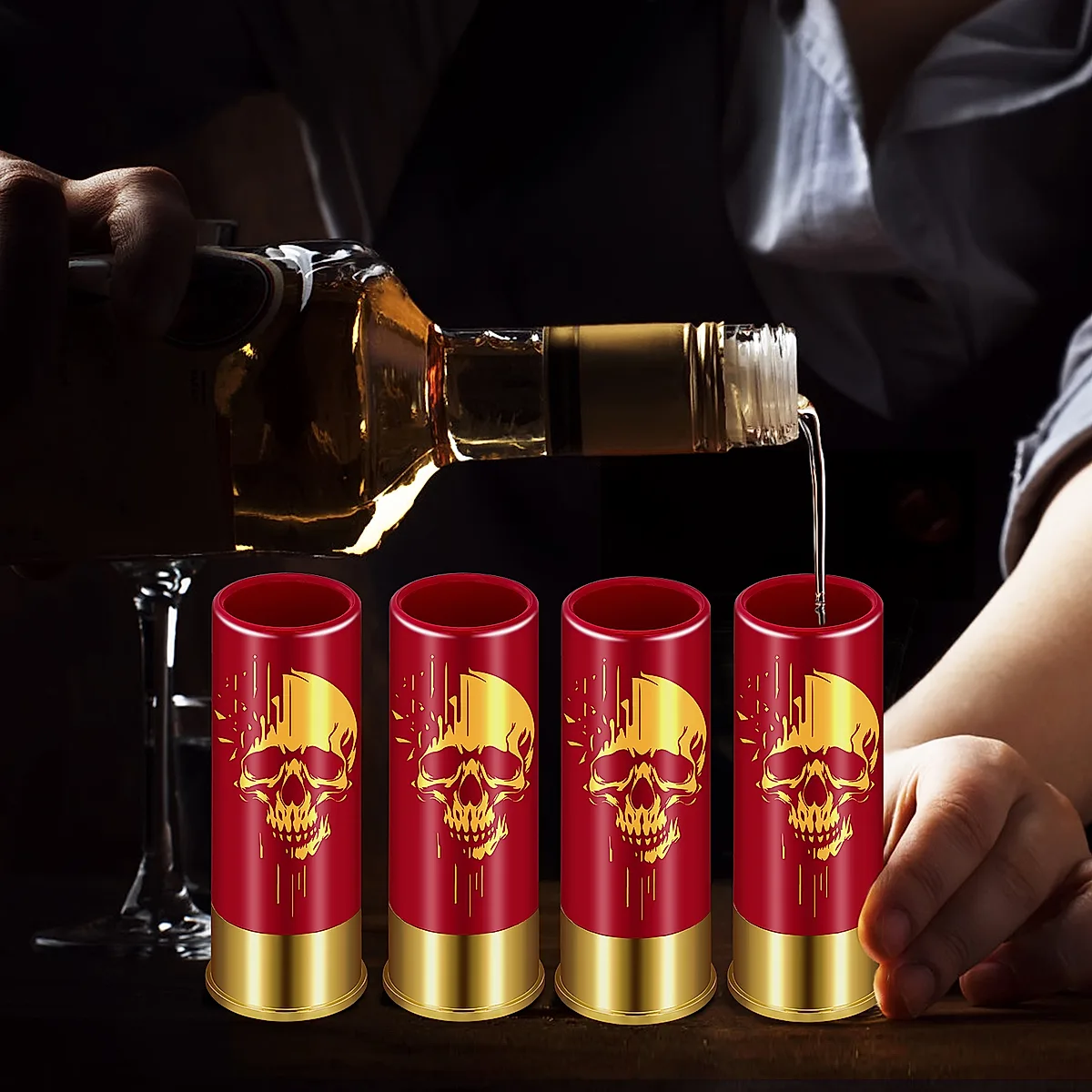 4pcs Skull Shot Glasses, 1.5oz - Reusable, High-Quality Plastic Bullet Cups For Whiskey, Cocktails & Wine, Perfect For Bars, Parties & Gifts - Image 4