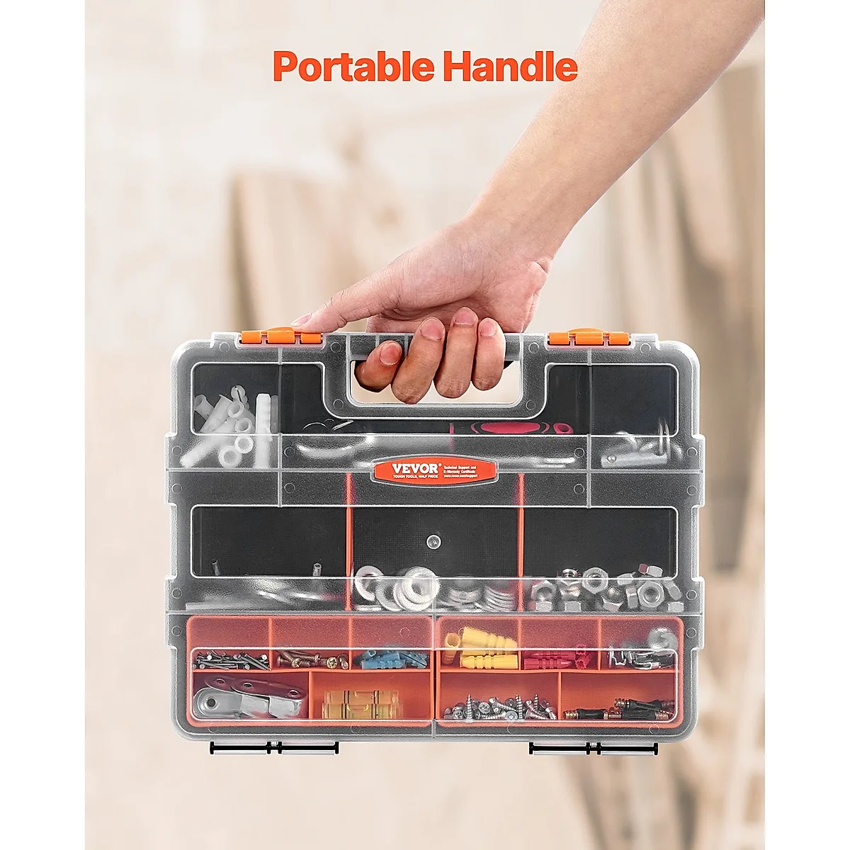 Single Sided 3Pack Small Parts Organizer 21Compartment Organizer Box With Removable Divider - Image 4