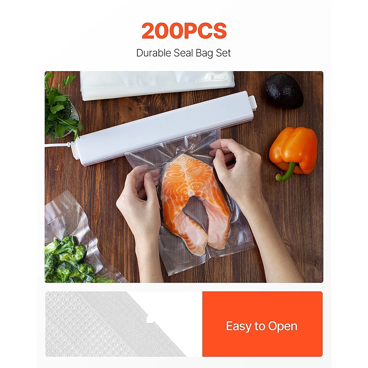 Vacuum Sealer Bags 200 PCS 8 X 12 Inch Non-BPA Food Grade Sealing Storage Bag - Image 6