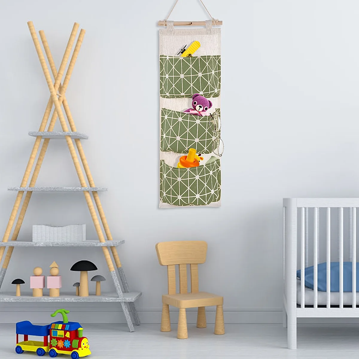1Pc Wall Mounted Storage Bag Door Closet Hanging Storage Bag Organizer Waterproof 3 Pockets Pouch - Image 2