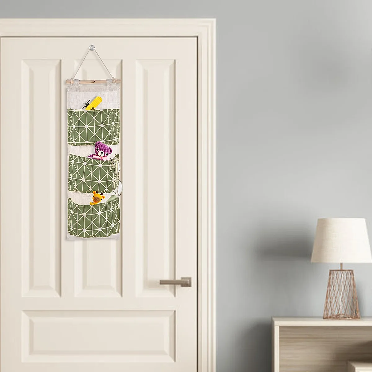 1Pc Wall Mounted Storage Bag Door Closet Hanging Storage Bag Organizer Waterproof 3 Pockets Pouch - Image 3