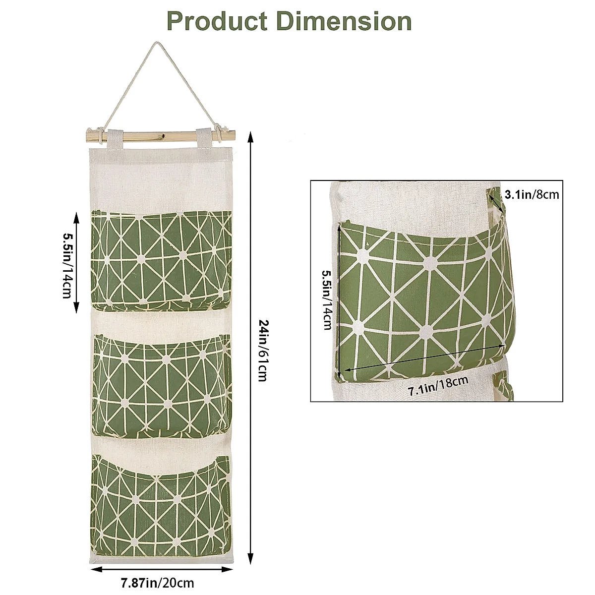 1Pc Wall Mounted Storage Bag Door Closet Hanging Storage Bag Organizer Waterproof 3 Pockets Pouch - Image 7