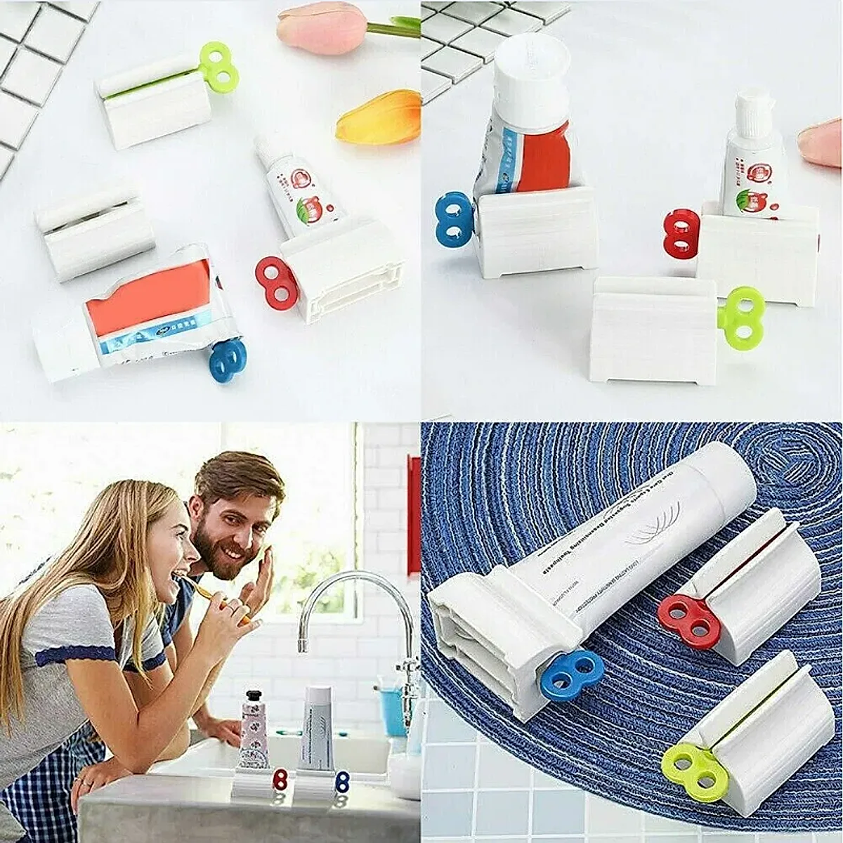 3x Toothpaste Squeezer Bathroom Tube Easy Stand Dispenser Rolling Holder Seat - Image 2