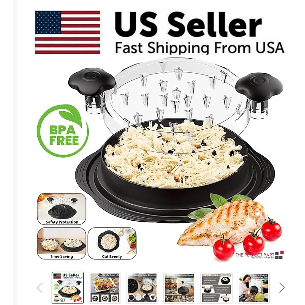 Large Chicken Shredder Tool Twist Meat Shredding Grinder Handles Non-Slip No BPA - Image 2