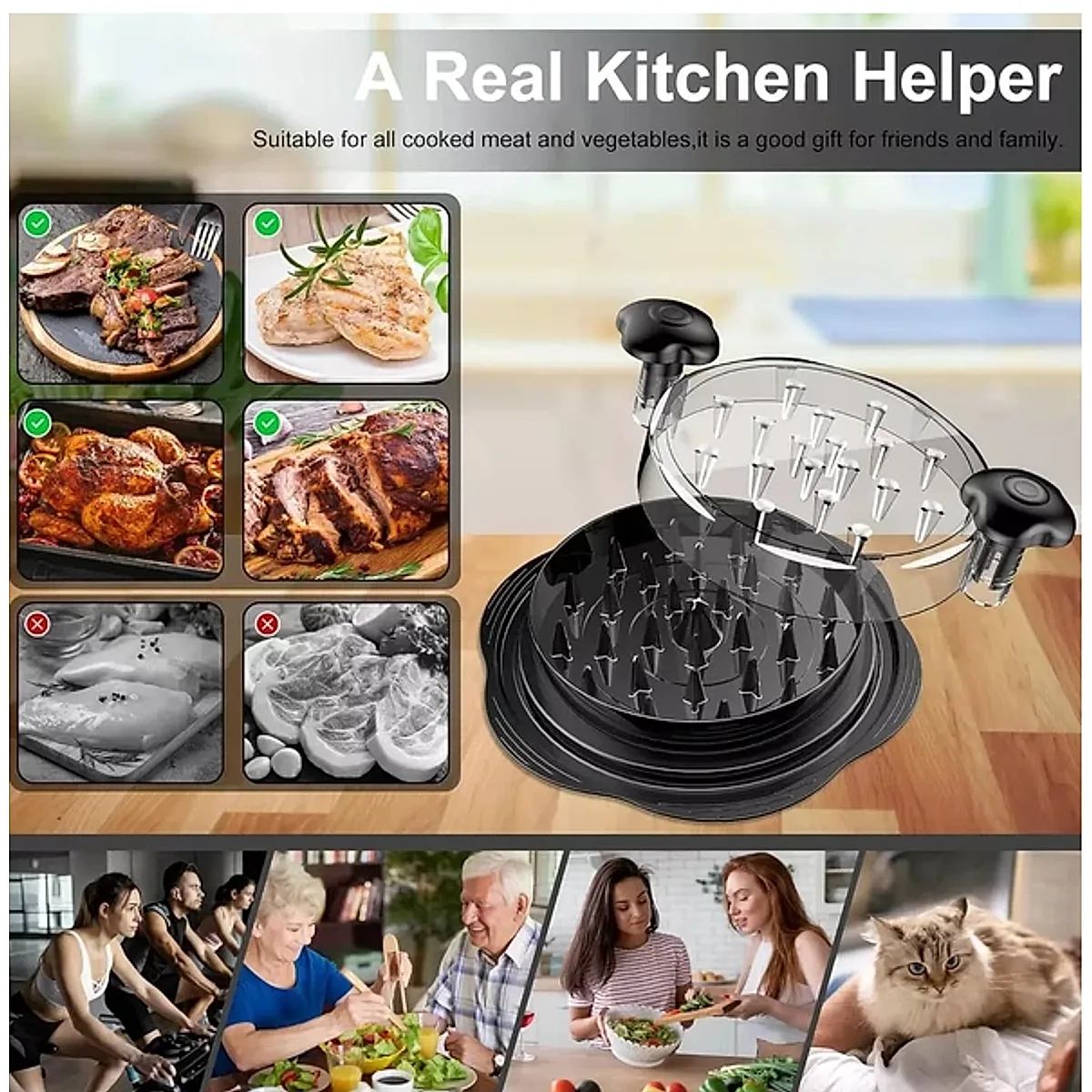 Large Chicken Shredder Tool Twist Meat Shredding Grinder Handles Non-Slip No BPA - Image 4