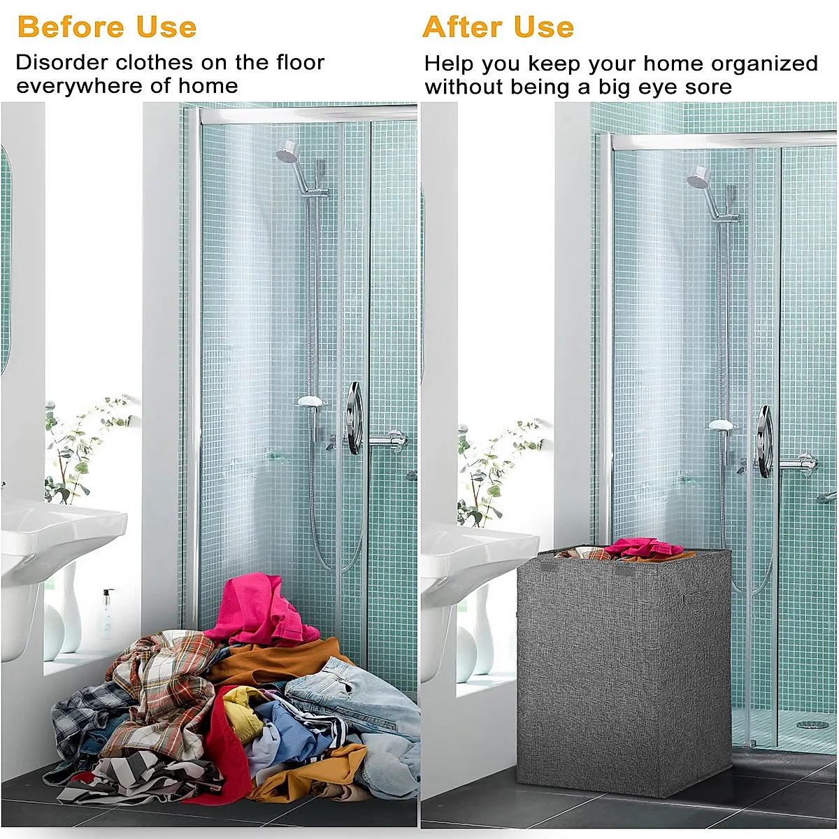 1Pc Foldable Laundry Hampers Washing Clothes Laundry Basket With Lid Handles Storage Organizer - Image 3