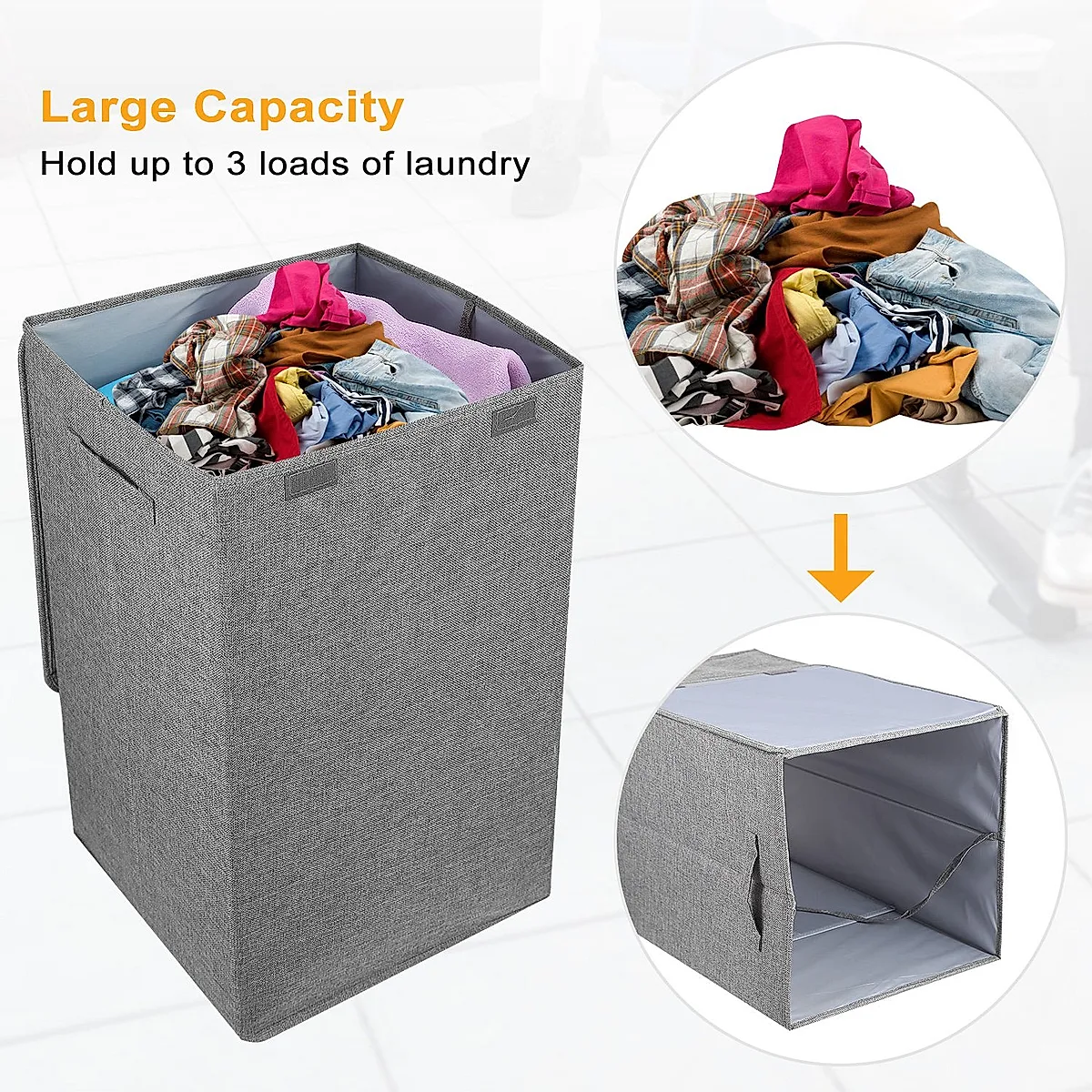 1Pc Foldable Laundry Hampers Washing Clothes Laundry Basket With Lid Handles Storage Organizer - Image 9