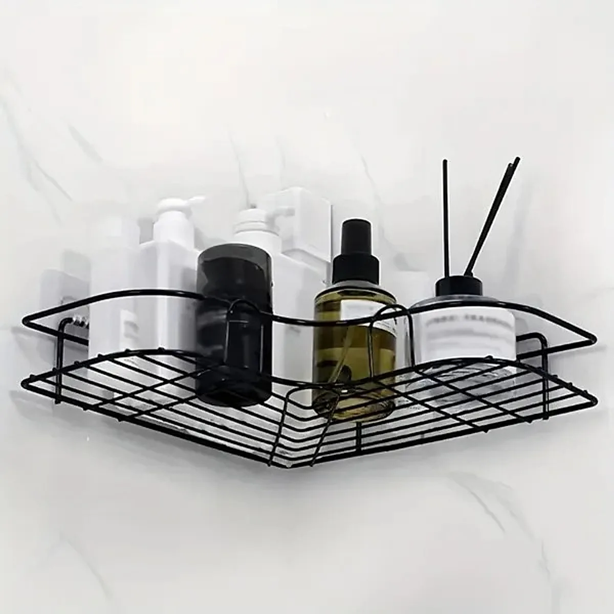 1pc Wall Mounted Bathroom Shelf, Shower Caddy Rack, No Punching Triangle Storage Rack For Bathroom Kitchen, Bathroom Accessories - Image 3