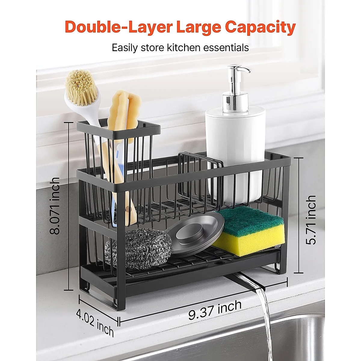 Kitchen Sink Caddy Organizer Sponge Holder For Kitchen EssentialsStorage - Image 3