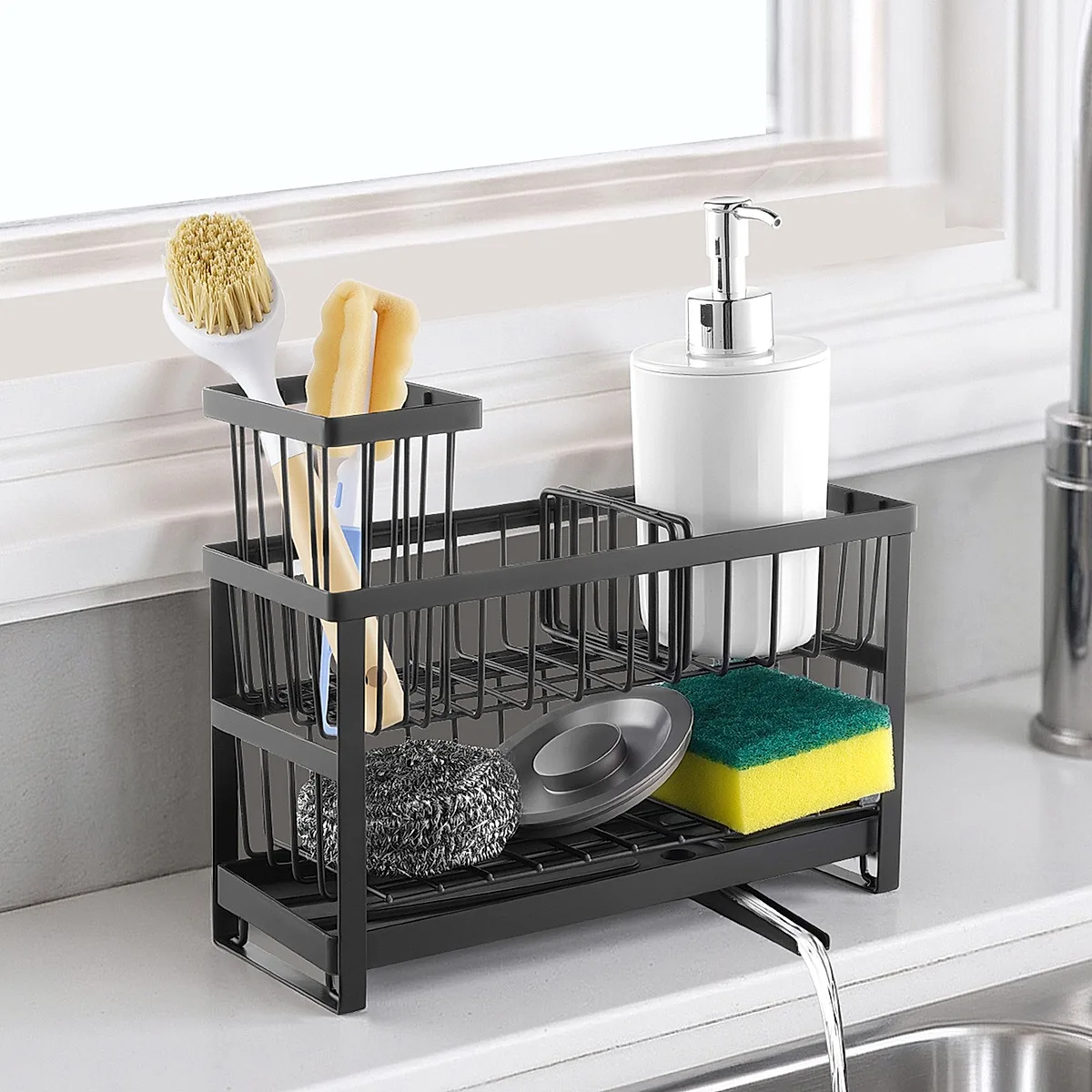 Kitchen Sink Caddy Organizer Sponge Holder For Kitchen EssentialsStorage - Image 4