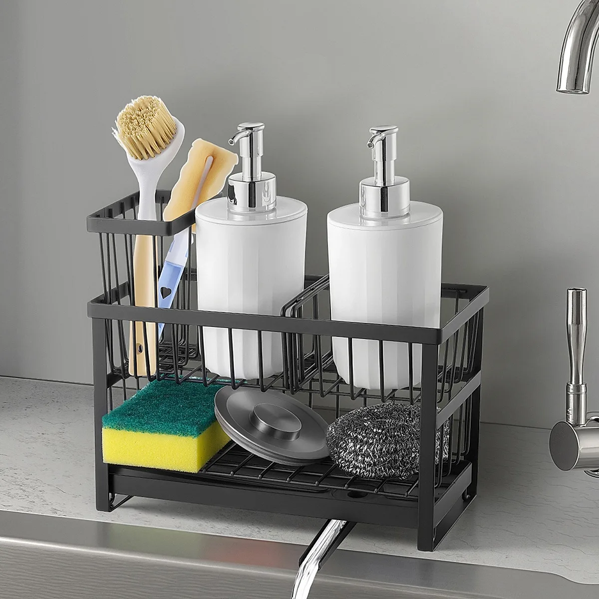 Kitchen Sink Caddy Organizer Sponge Holder For Kitchen EssentialsStorage - Image 5
