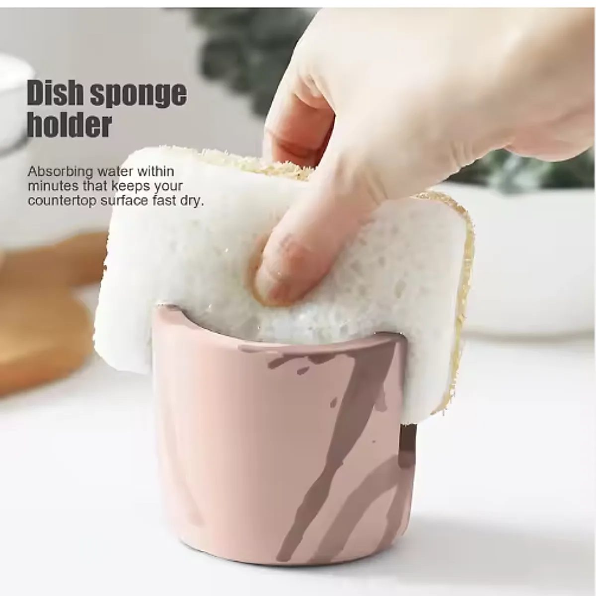 Diatom Mud Sponge Rack Kitchen & Bathroom Sink Caddy For Sponges Scrubbers - Image 3