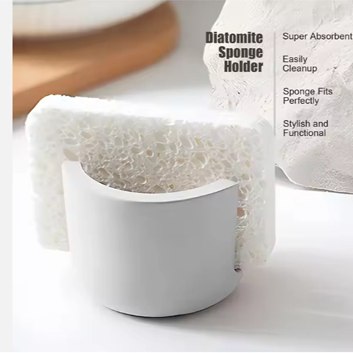 Diatom Mud Sponge Rack Kitchen & Bathroom Sink Caddy For Sponges Scrubbers - Image 6