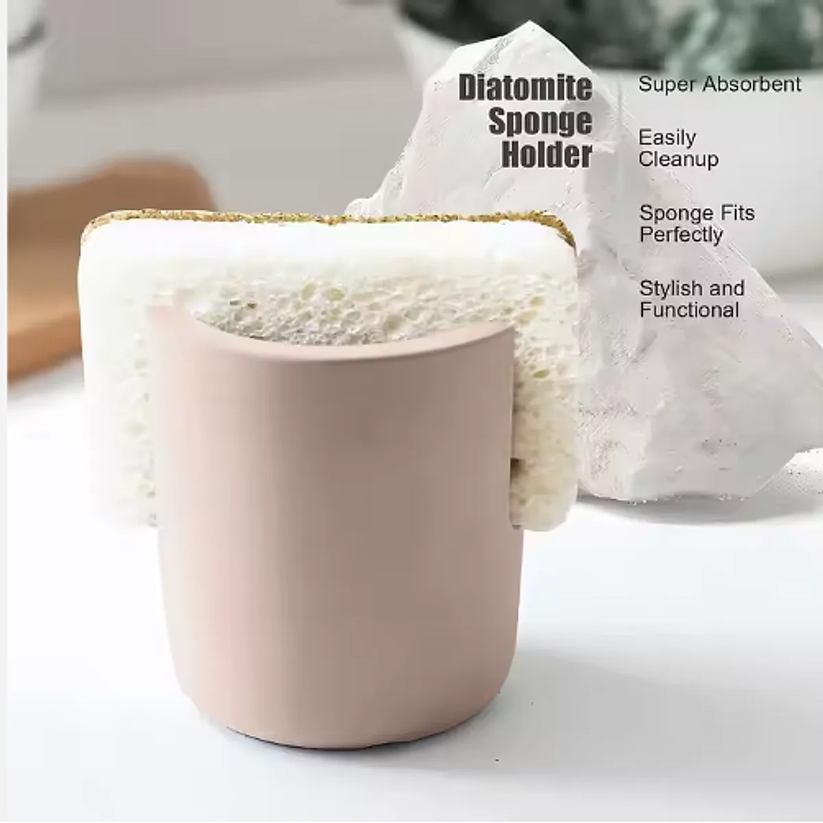 Diatom Mud Sponge Rack Kitchen & Bathroom Sink Caddy For Sponges Scrubbers - Image 3