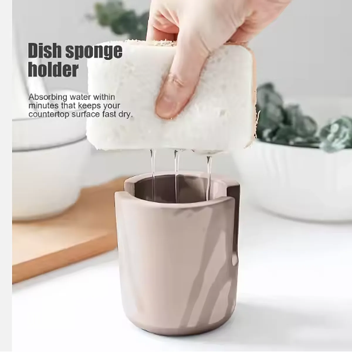 Diatom Mud Sponge Rack Kitchen & Bathroom Sink Caddy For Sponges Scrubbers - Image 6