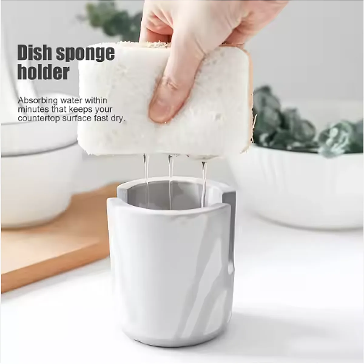Diatom Mud Sponge Rack Kitchen & Bathroom Sink Caddy For Sponges Scrubbers - Image 7