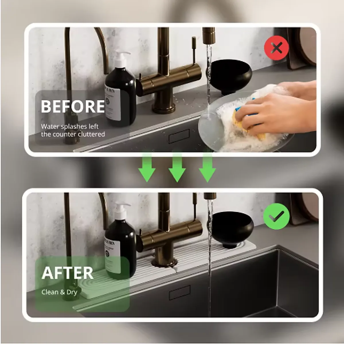 Diatomaceous Earth Sink Tray Stone Home Sink Caddy Kitchen Instant Dry Sink Organizer - Image 2