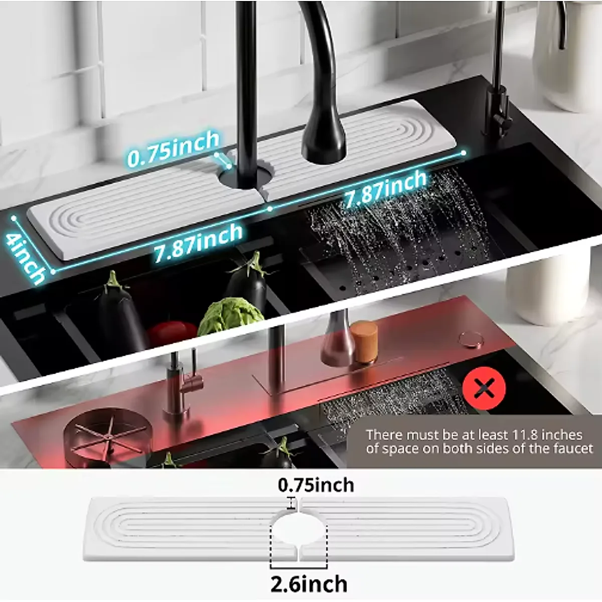 Diatomaceous Earth Sink Tray Stone Home Sink Caddy Kitchen Instant Dry Sink Organizer - Image 4