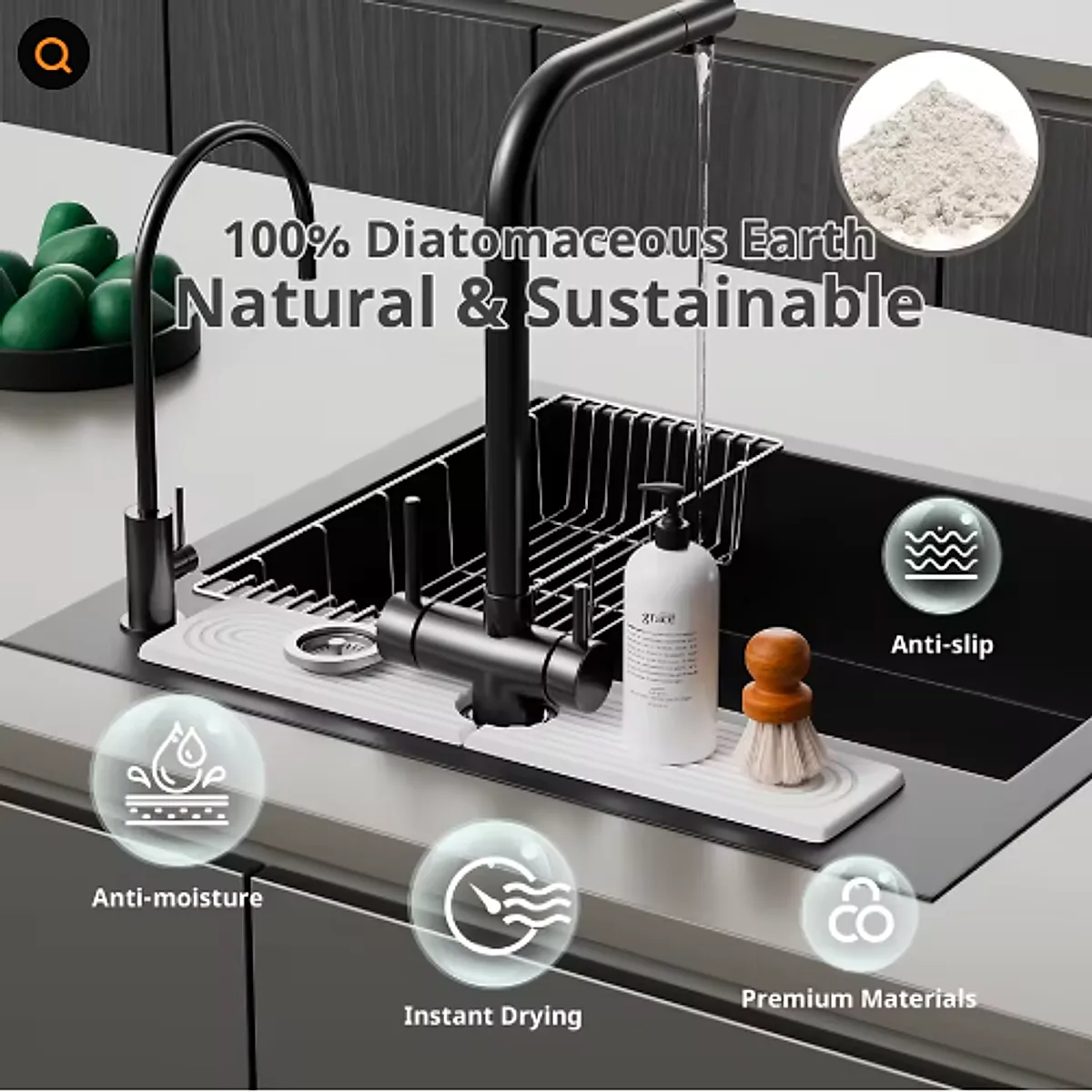 Diatomaceous Earth Sink Tray Stone Home Sink Caddy Kitchen Instant Dry Sink Organizer - Image 5