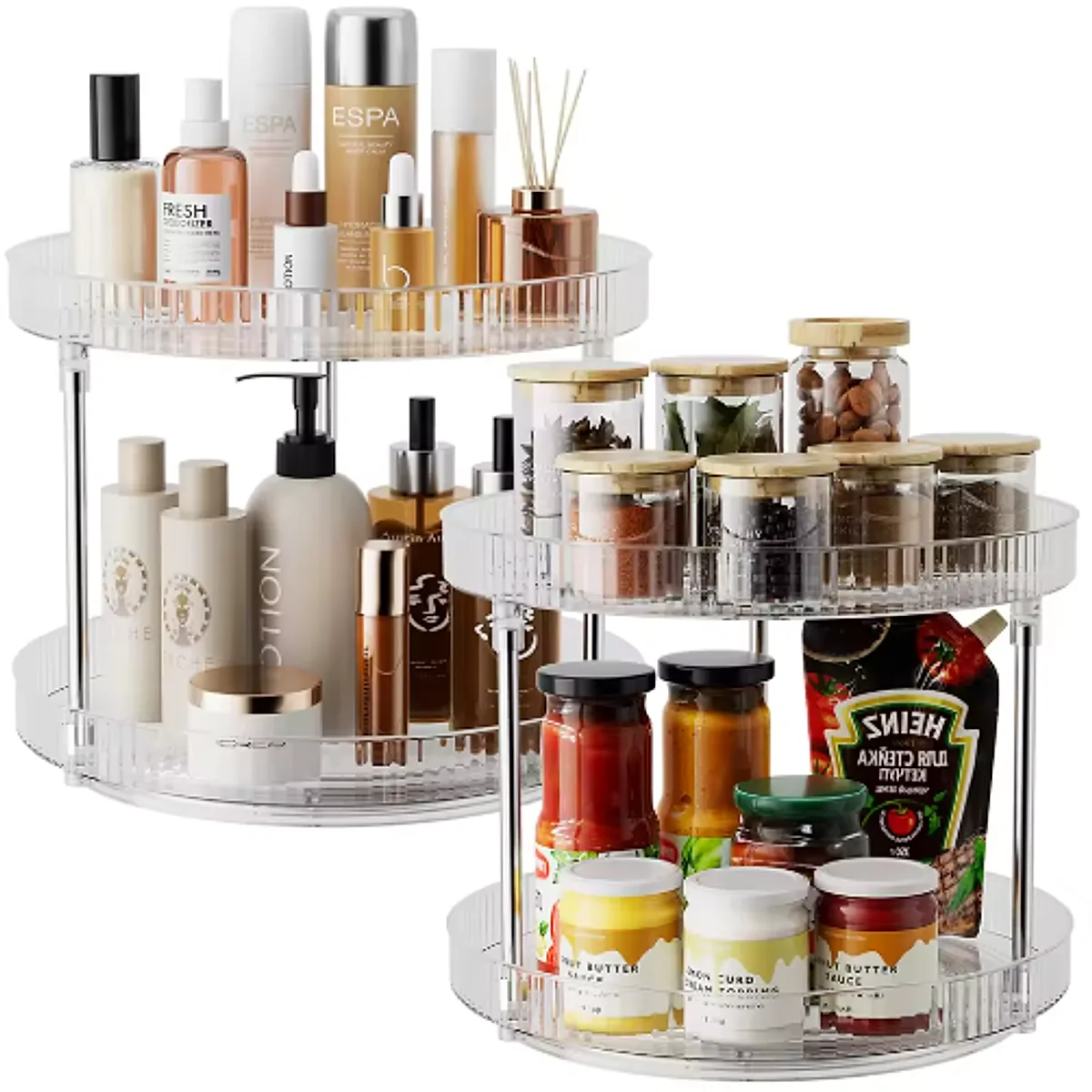 Double-layer Turntable Rotating Spice Rack Organization Spinning Organizer - Image 3