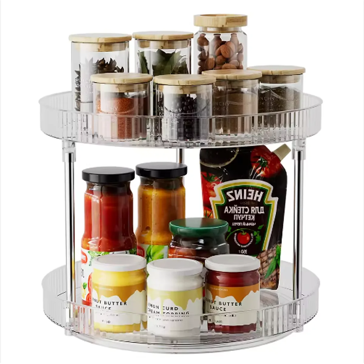 Double-layer Turntable Rotating Spice Rack Organization Spinning Organizer - Image 5