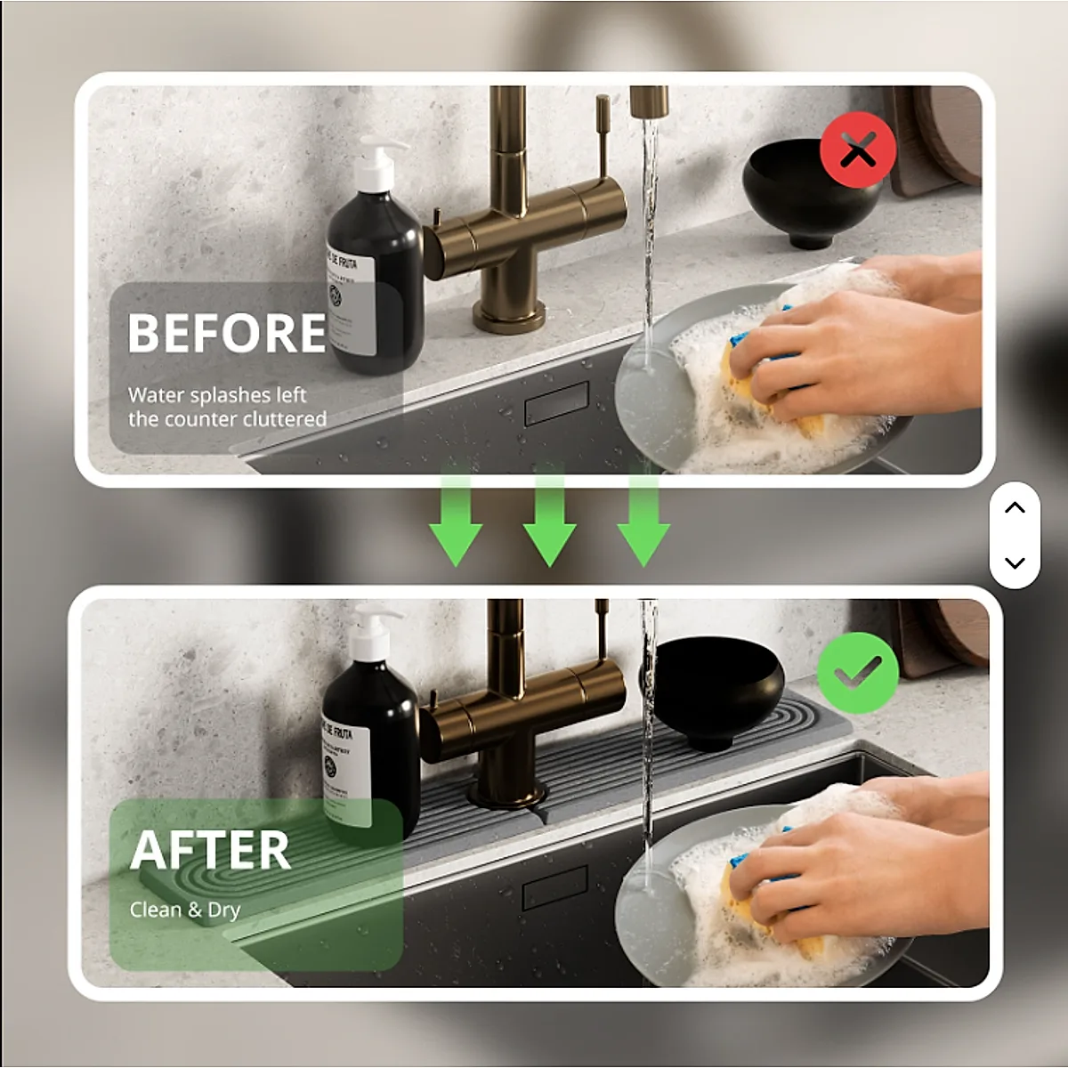 Diatomaceous Earth Sink Tray Stone Home Sink Caddy Kitchen Instant Dry Sink Organizer - Image 2