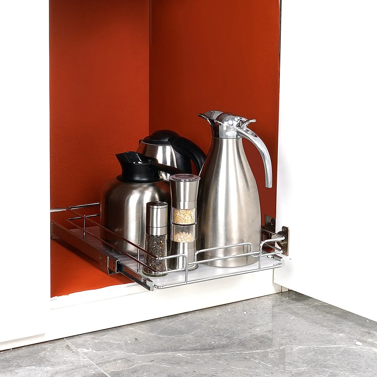 Pull Out Cabinet Organizer, Heavy Duty Slide Out Pantry Shelves, Chrome-Plated Steel Roll Out Drawers, Sliding Drawer Storage For Home, Inside Kitchen Cabinet, Bathroom, Under Sink - Image 3