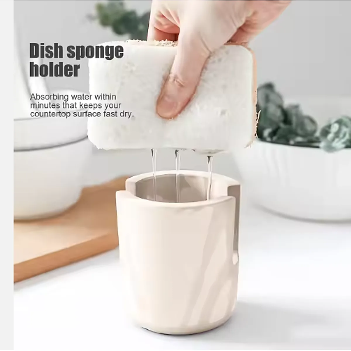 Diatom Mud Sponge Rack Kitchen & Bathroom Sink Caddy For Sponges Scrubbers - Image 2