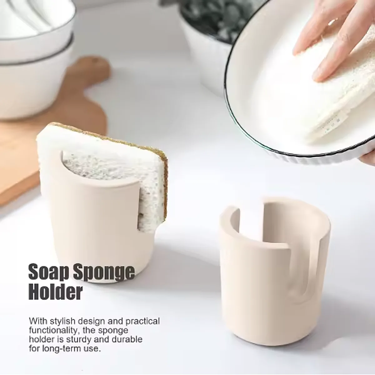 Diatom Mud Sponge Rack Kitchen & Bathroom Sink Caddy For Sponges Scrubbers - Image 6
