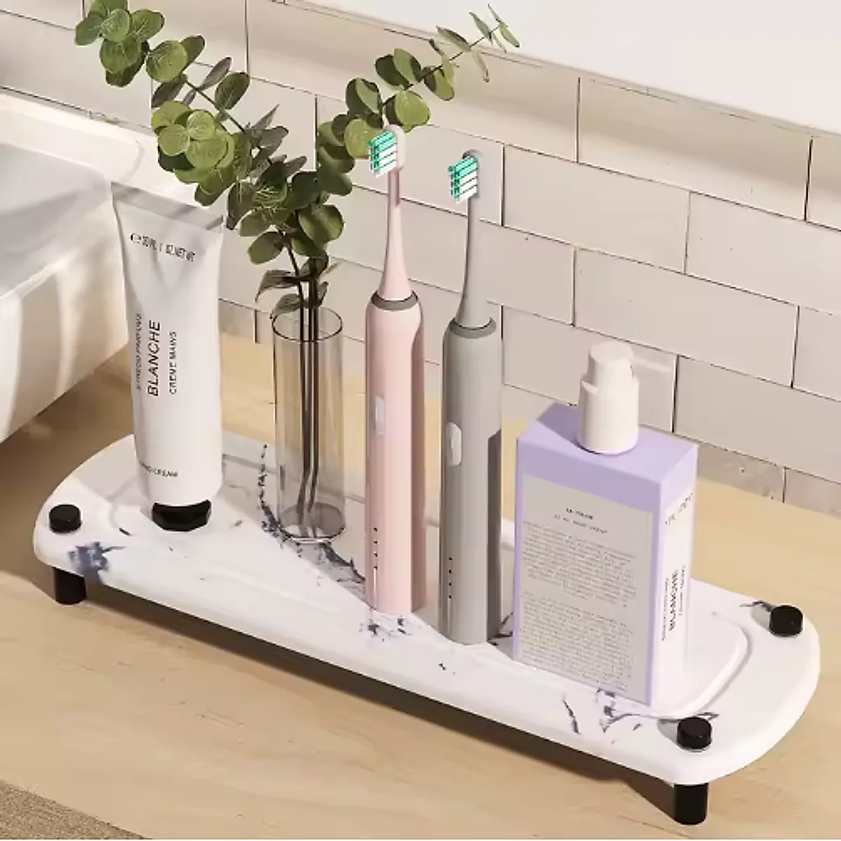 Diatomaceous Earth Sink Tray Stone Home Sink Caddy Kitchen Bathroom Instant Dry Sink Organizer - Image 2