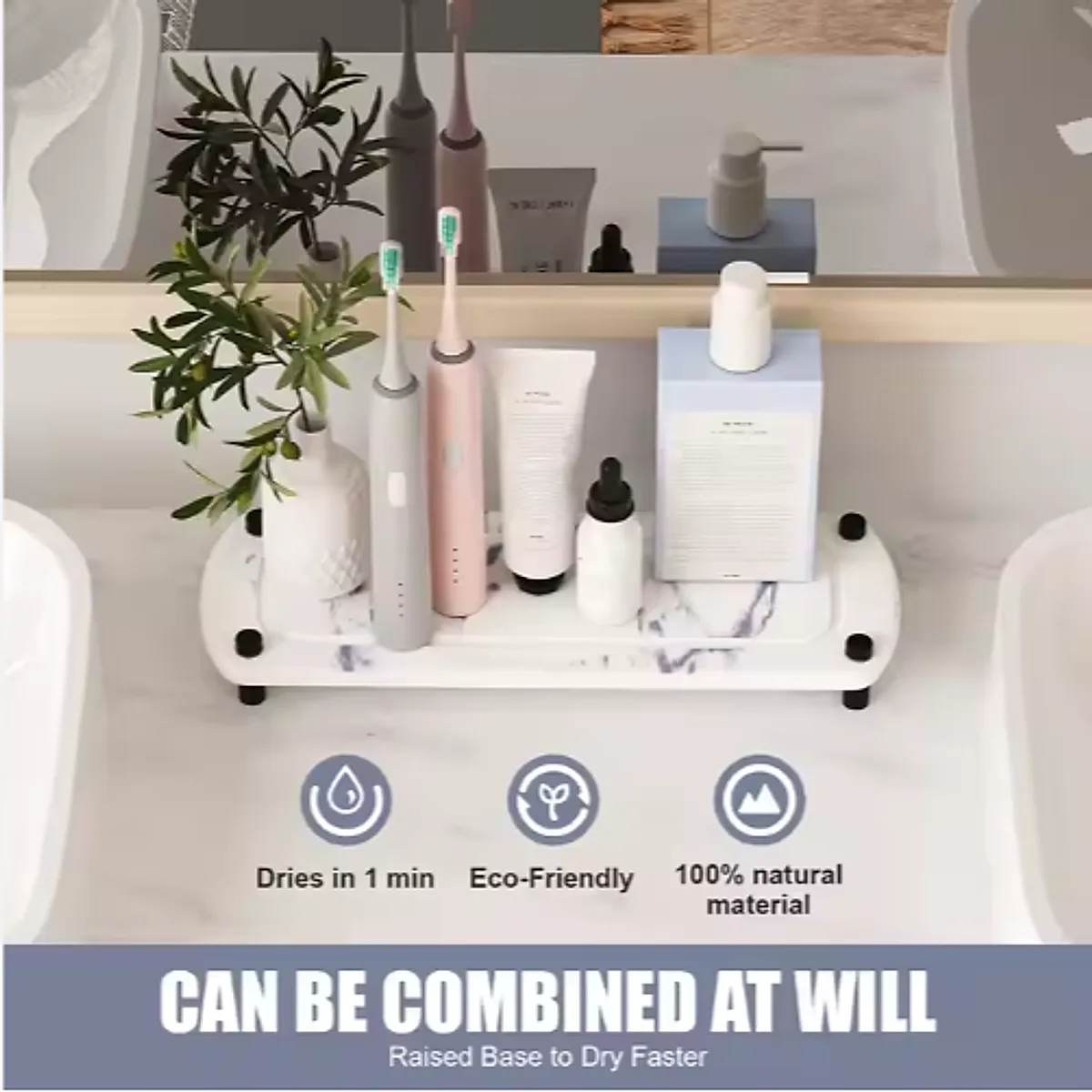 Diatomaceous Earth Sink Tray Stone Home Sink Caddy Kitchen Bathroom Instant Dry Sink Organizer - Image 4