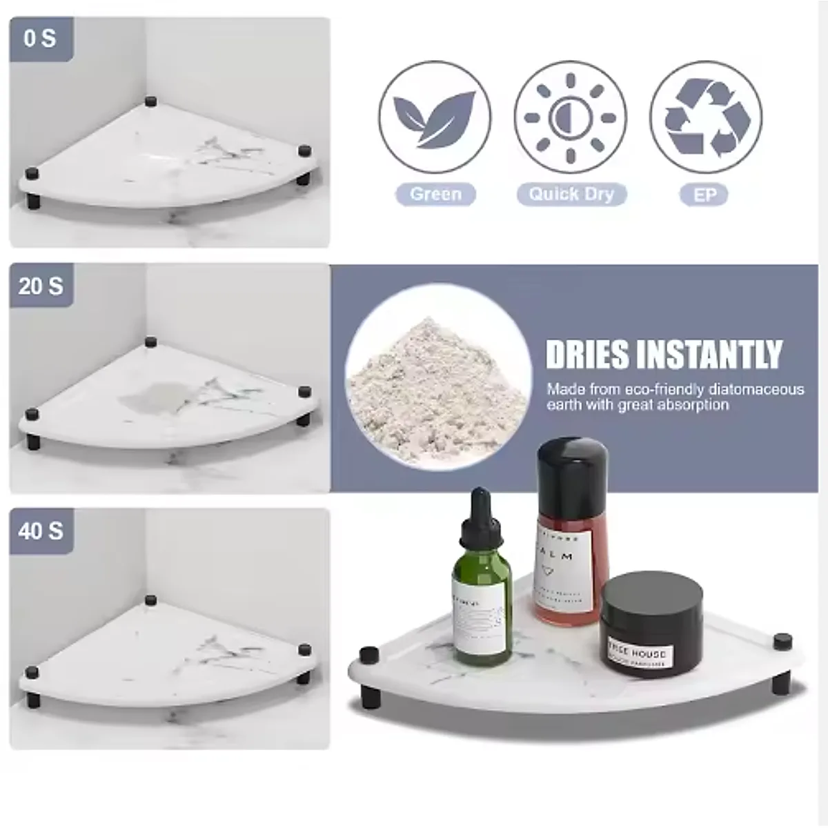 Diatomaceous Earth Sink Tray Stone Home Sink Caddy Kitchen Bathroom Instant Dry Sink Organizer