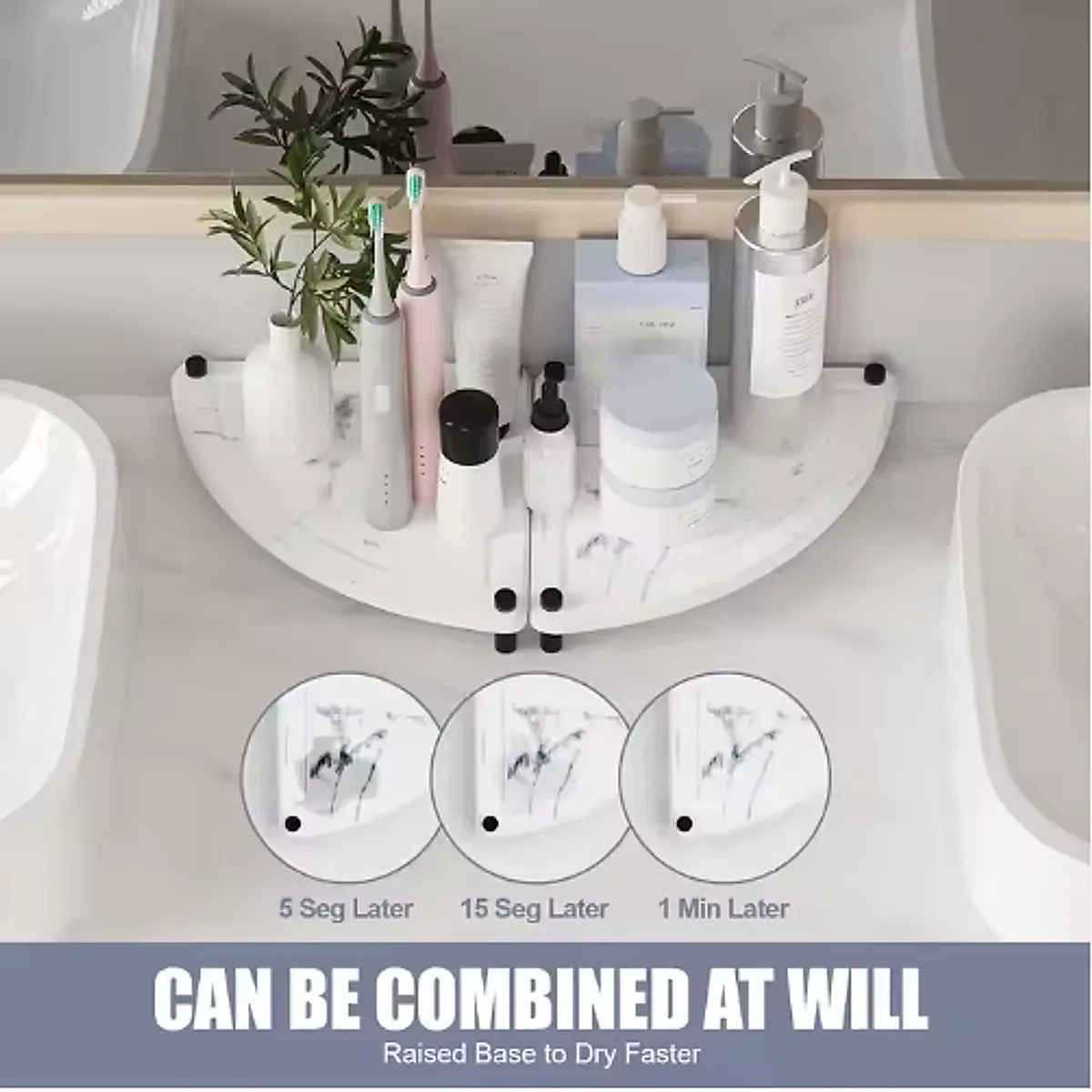 Diatomaceous Earth Sink Tray Stone Home Sink Caddy Kitchen Bathroom Instant Dry Sink Organizer - Image 4