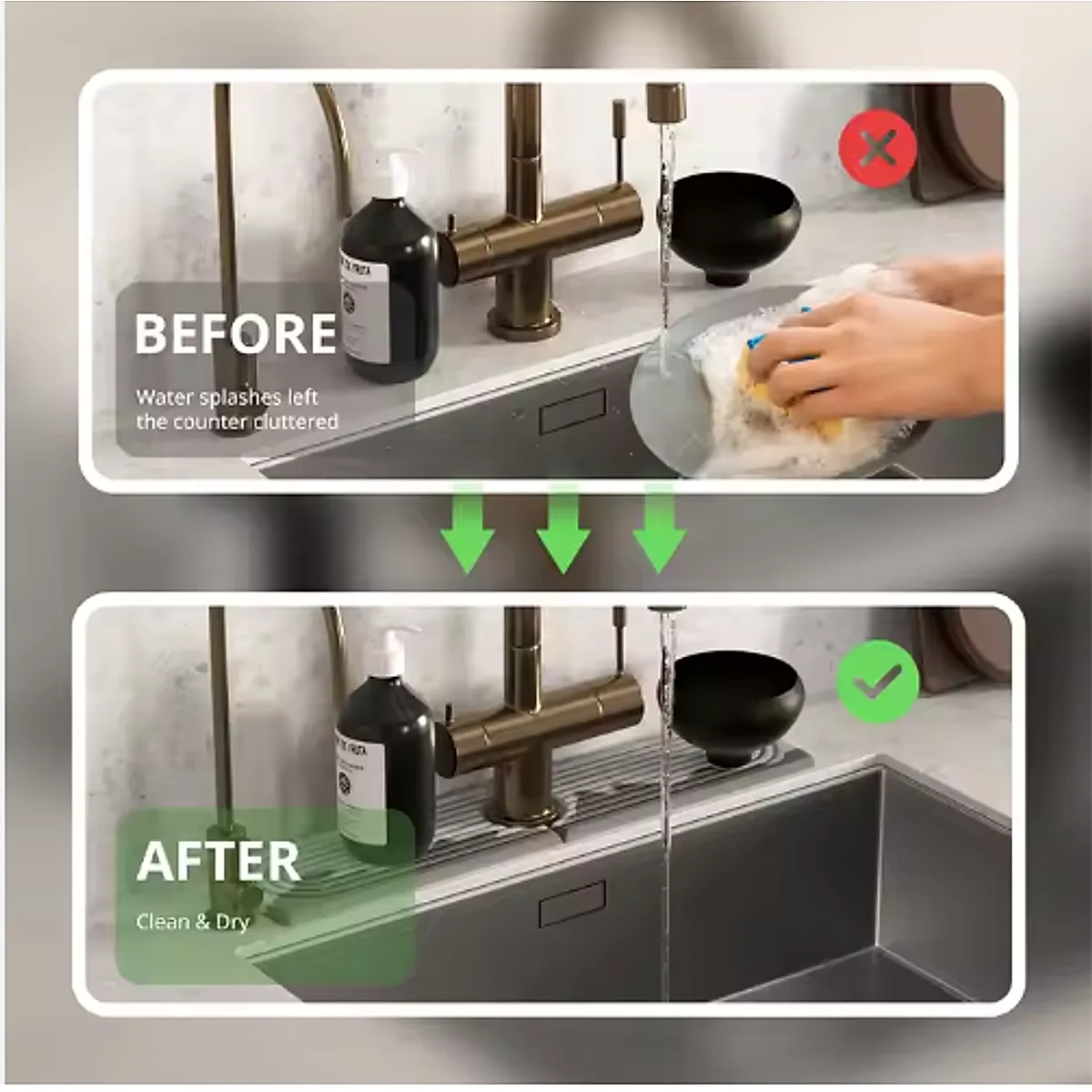 Diatomaceous Earth Sink Tray Stone Home Sink Caddy Kitchen Instant Dry Sink Organizer - Image 2