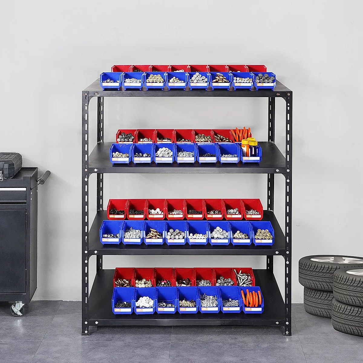 Plastic Storage Bin,Hanging Stackable Storage Organizer Bin, Blue Red, 24-Pack, Heavy Duty Stacking Containers For Closet, Kitchen, Office, Or Pantry Organization - Image 7