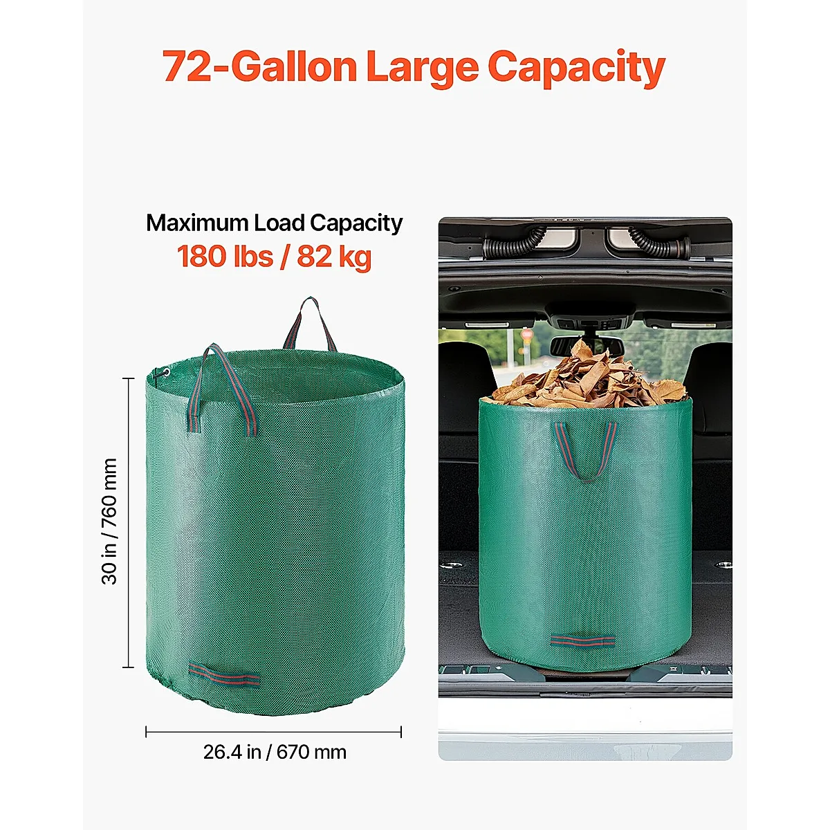 3-Pack 72 Gallon Reusable Yard Waste Bag Garden Leaf Trash Container Lawn Garden - Image 5