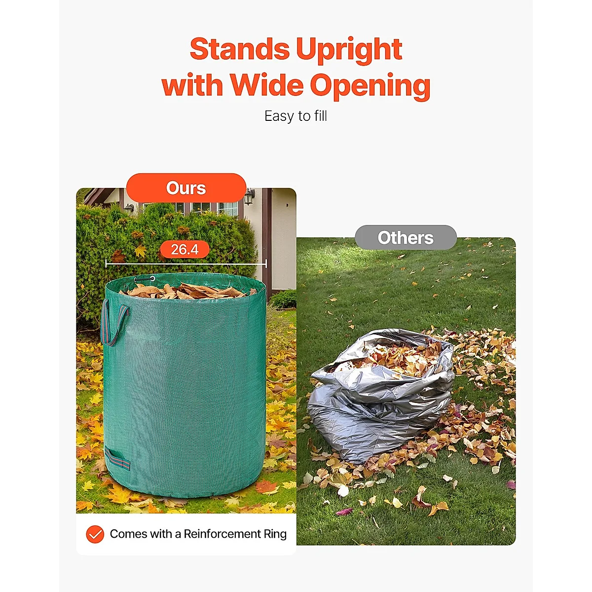 3-Pack 72 Gallon Reusable Yard Waste Bag Garden Leaf Trash Container Lawn Garden - Image 7