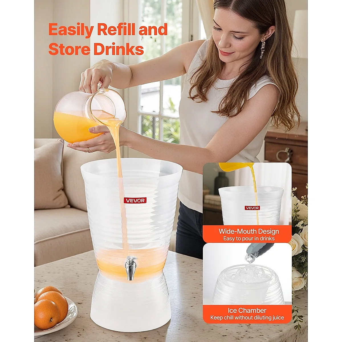 Drink Dispenser 2.64 Gal Beverage Dispenser For Parties Plastic With Spigot - Image 4