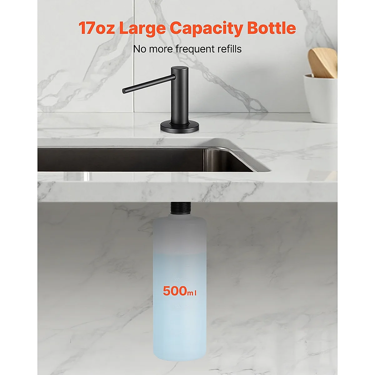 Built In Soap Dispenser For Kitchen Sink Stainless Steel With 17oz Bottle - Image 7