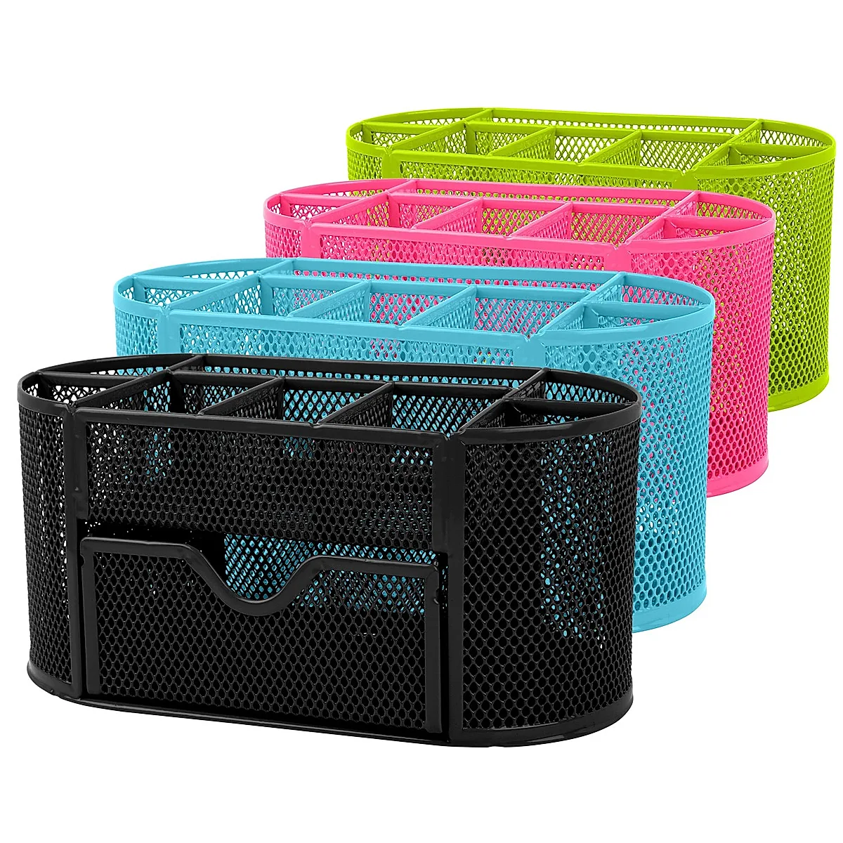 1Pc Metal Mesh Pencil Holders Desk Organizer With 9 Compartment Pen Holder Storage - Image 6