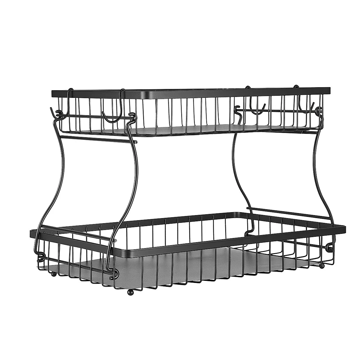 2 Tier Fruit Basket Bowl Kitchen Countertop Storage Stand Holder Banana Hanger - Image 3