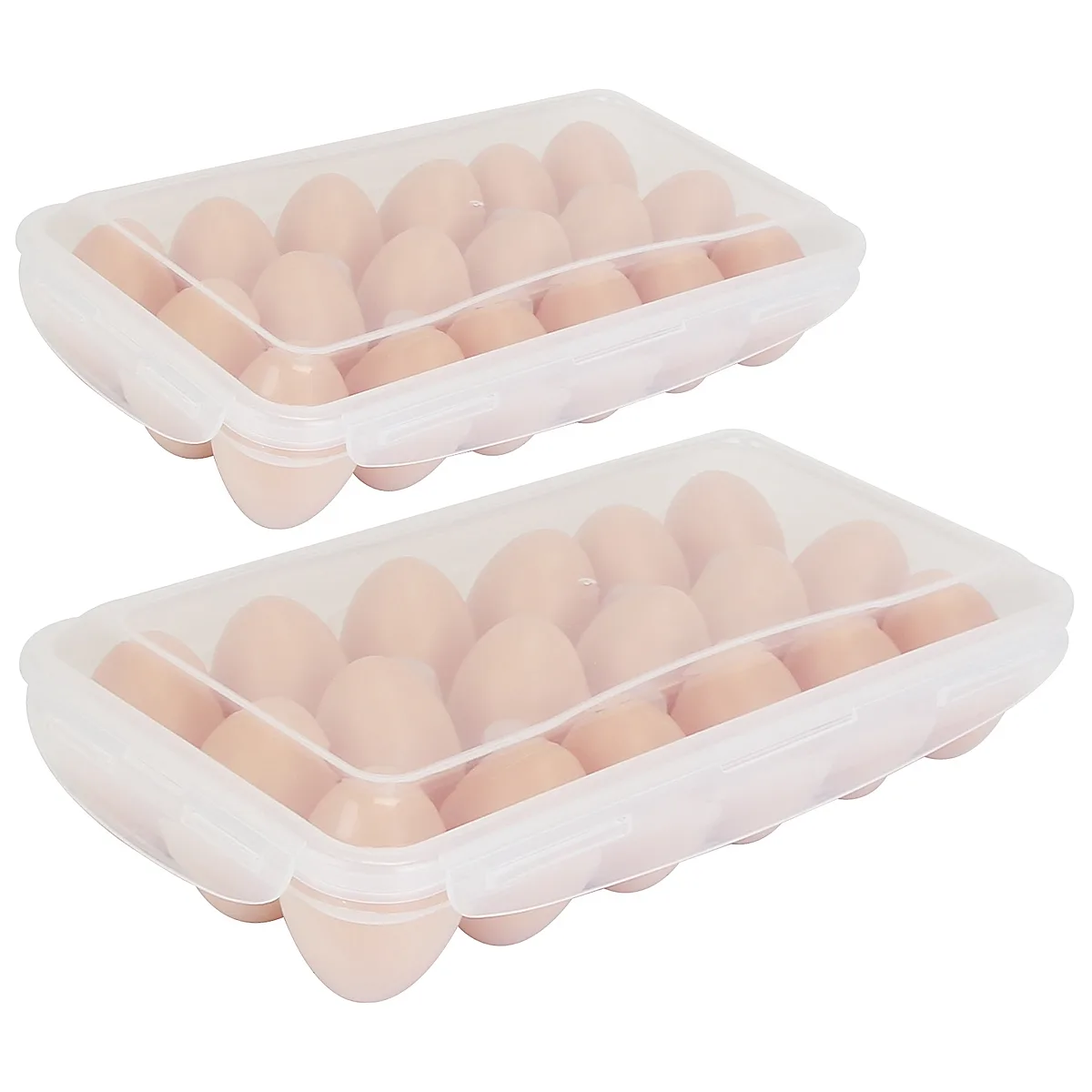 2Pcs Plastic Egg Holder Stackable Egg Storage Box Egg Rack For Refrigerator 18 Cavity Per Container Dishwasher Safe