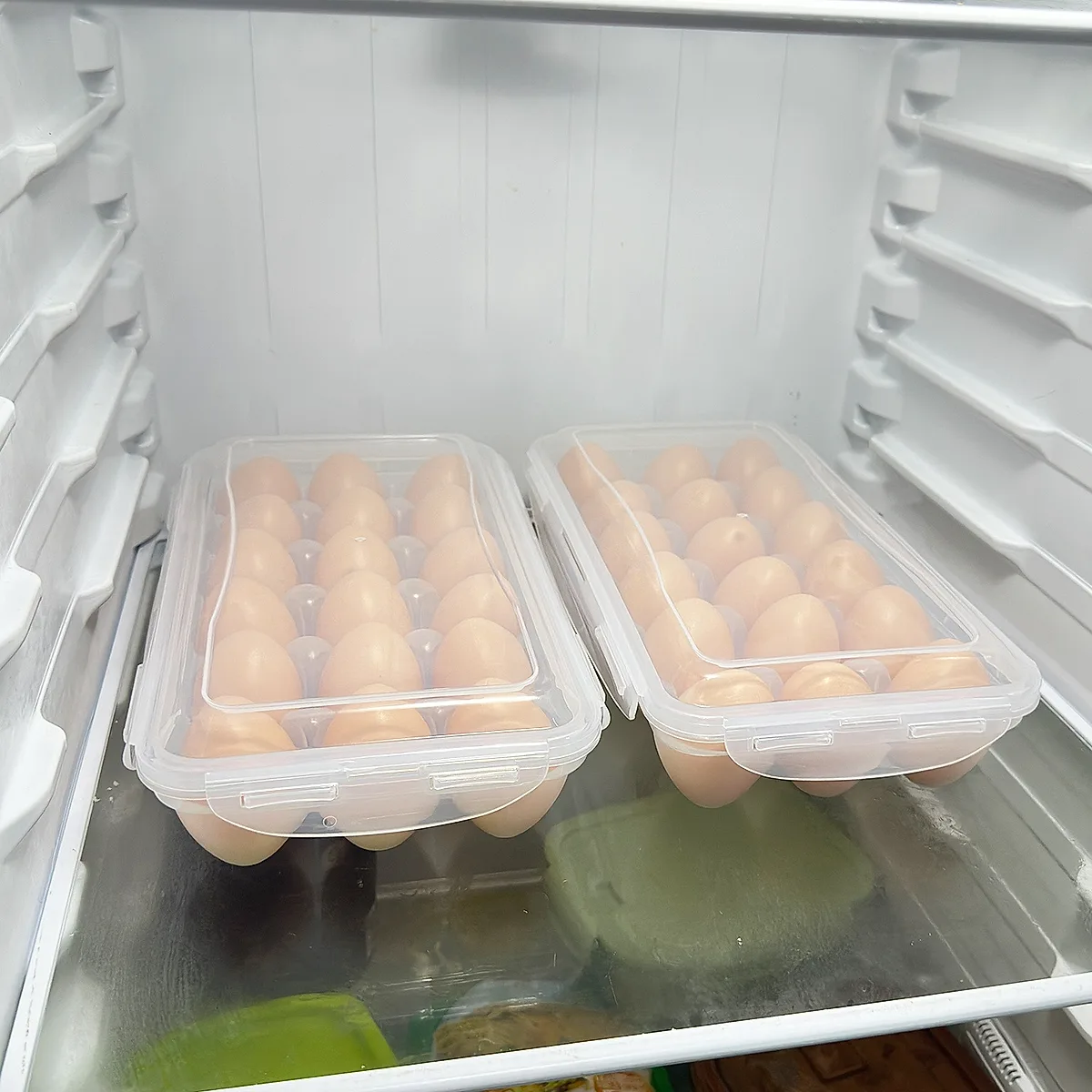 2Pcs Plastic Egg Holder Stackable Egg Storage Box Egg Rack For Refrigerator 18 Cavity Per Container Dishwasher Safe - Image 3