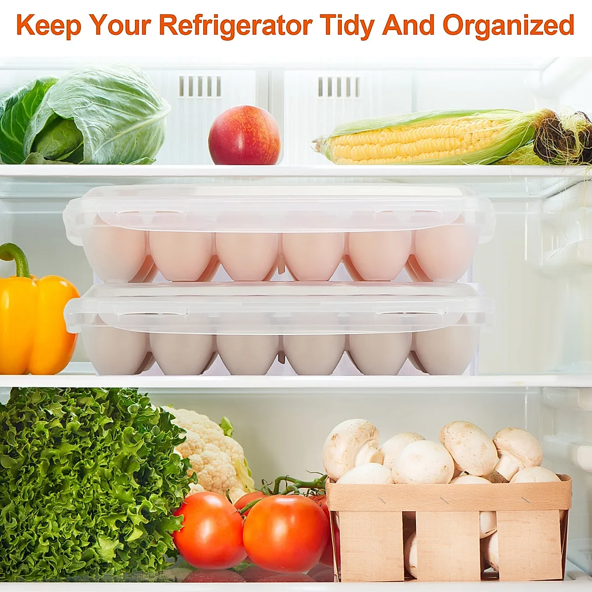 2Pcs Plastic Egg Holder Stackable Egg Storage Box Egg Rack For Refrigerator 18 Cavity Per Container Dishwasher Safe - Image 5