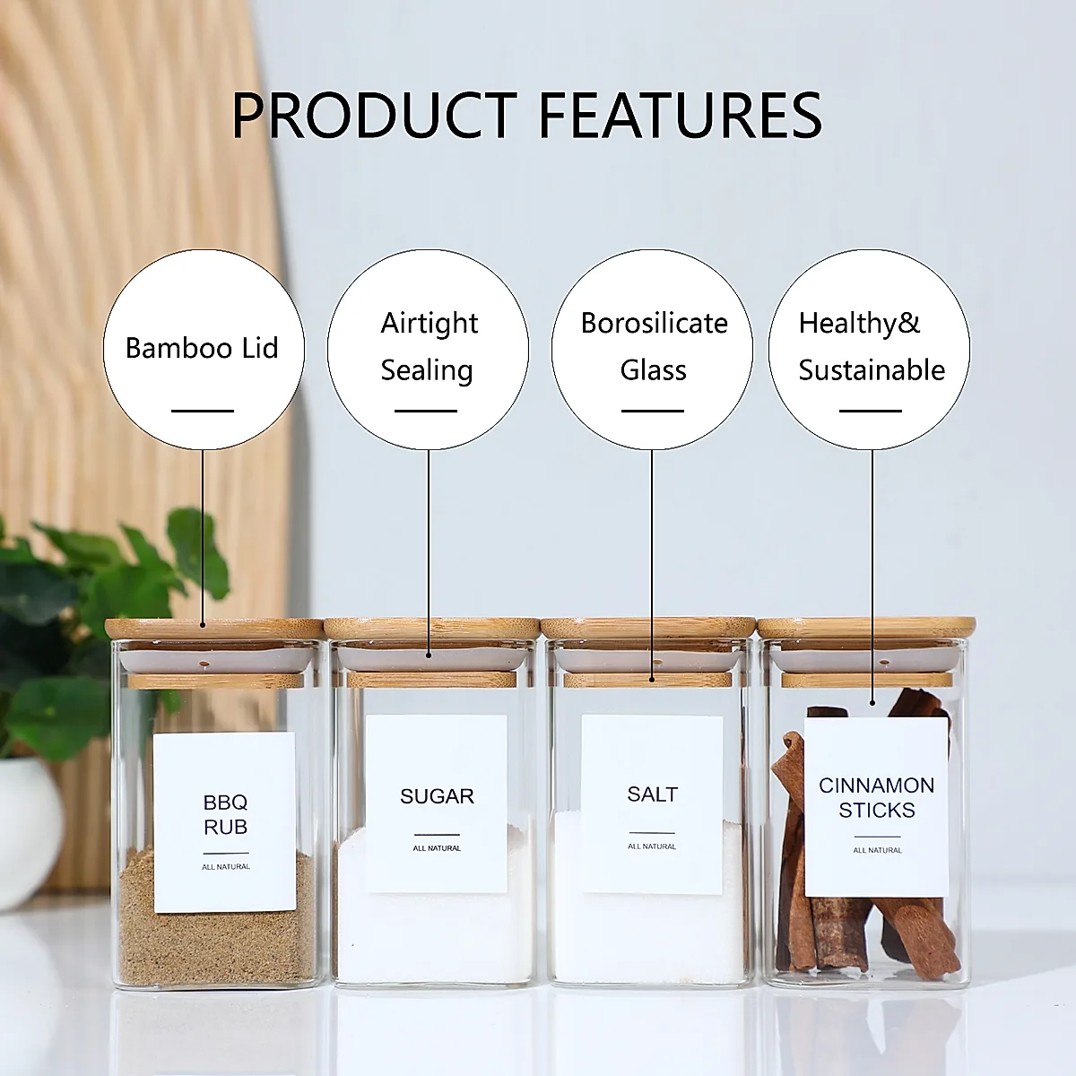 12Pcs Square Spice Jars With 72 Stickers, Kitchen Pepper Jars For Salt Seasoning - Image 4