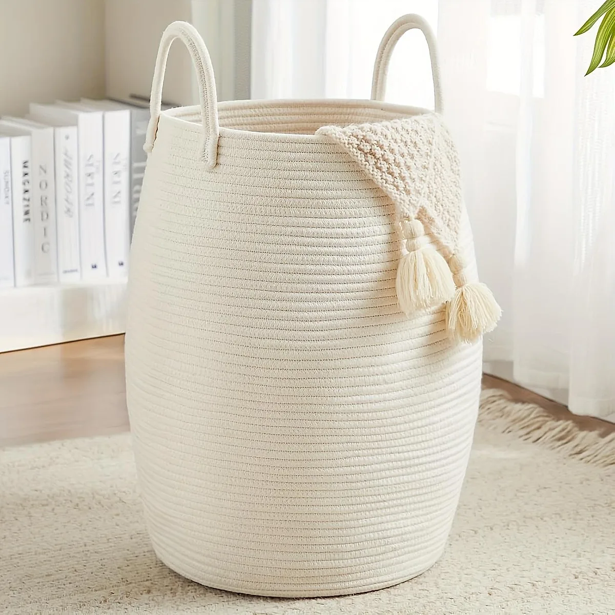 Larry's Large Capacity Tall Model With Extended Handle Foldable Tassel-free Decorative Dirty Clothes Basket For Bedroom And Bathroom Clothing Storage - Image 2