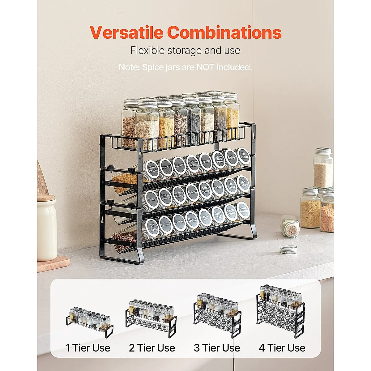 Spice Rack Organizer For Cabinet Kitchen Countertop Seasoning Organizer 18x11 In - Image 2