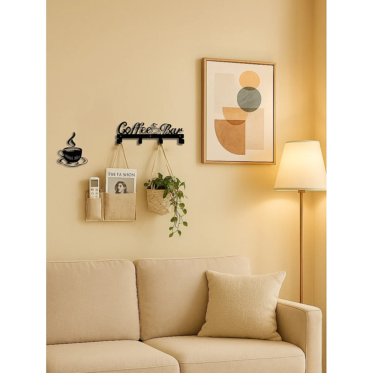Coffee Cup Rack With Hooks - Wall-Mounted Metal Organizer For Kitchen Decor