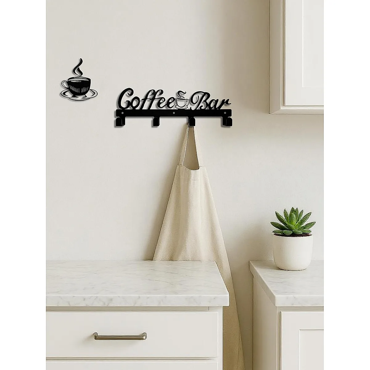 Coffee Cup Rack With Hooks - Wall-Mounted Metal Organizer For Kitchen Decor - Image 4