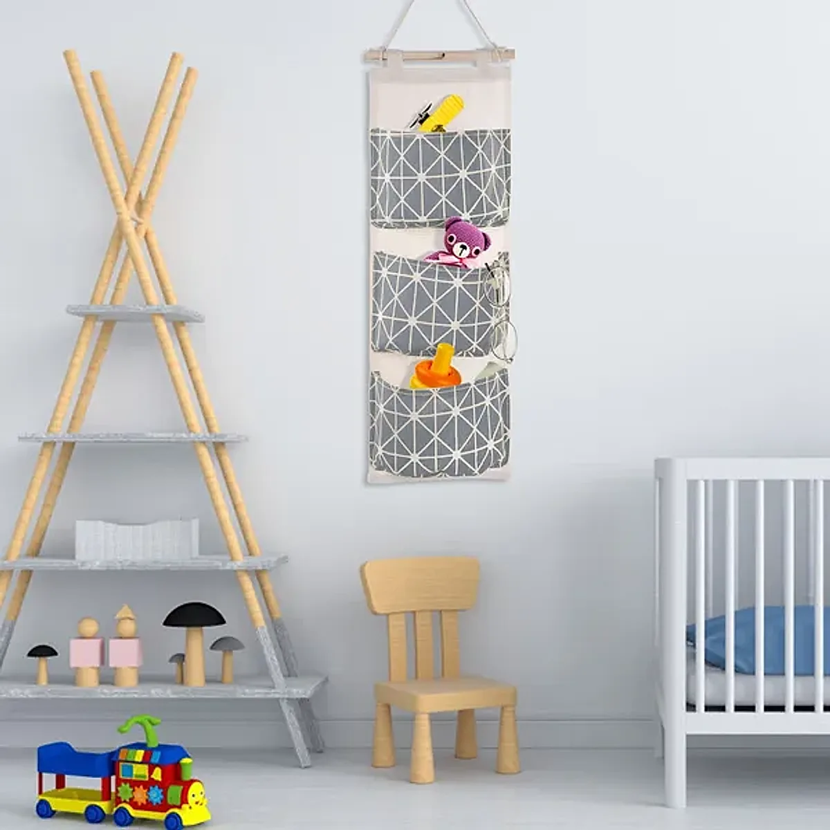 Wall Mounted Storage Bag Door Closet Hanging Storage Bag Organizer Waterproof 3 Pockets Pouch - Image 4